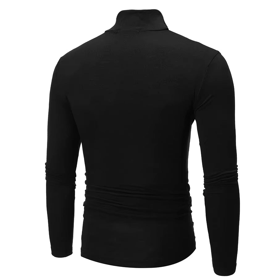 2Pcs Men Thin Warm Tops Men'S Autumn Long-Sleeved Thermal Underwer Male High Collar Fashion T-Shirt