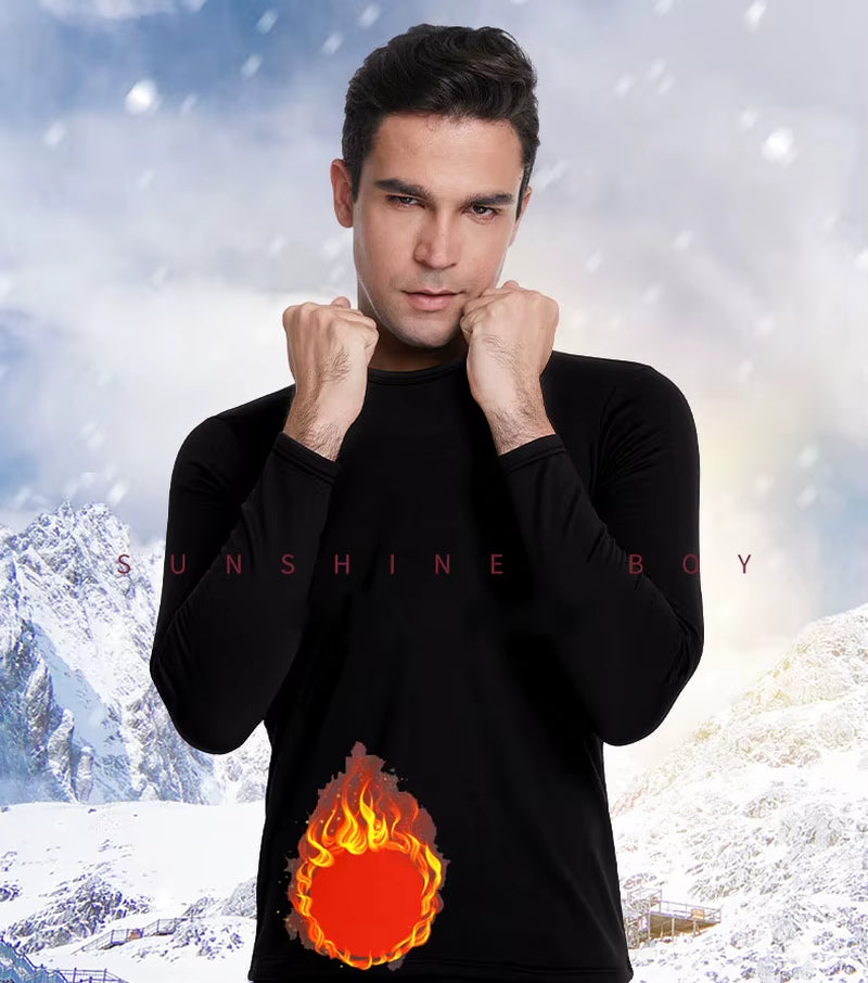 Men Undershirts Men'S Winter Thermal Underwear Thin Fleece Elastic Compression Fitness for Winter Sports First Layer Wear ﻿