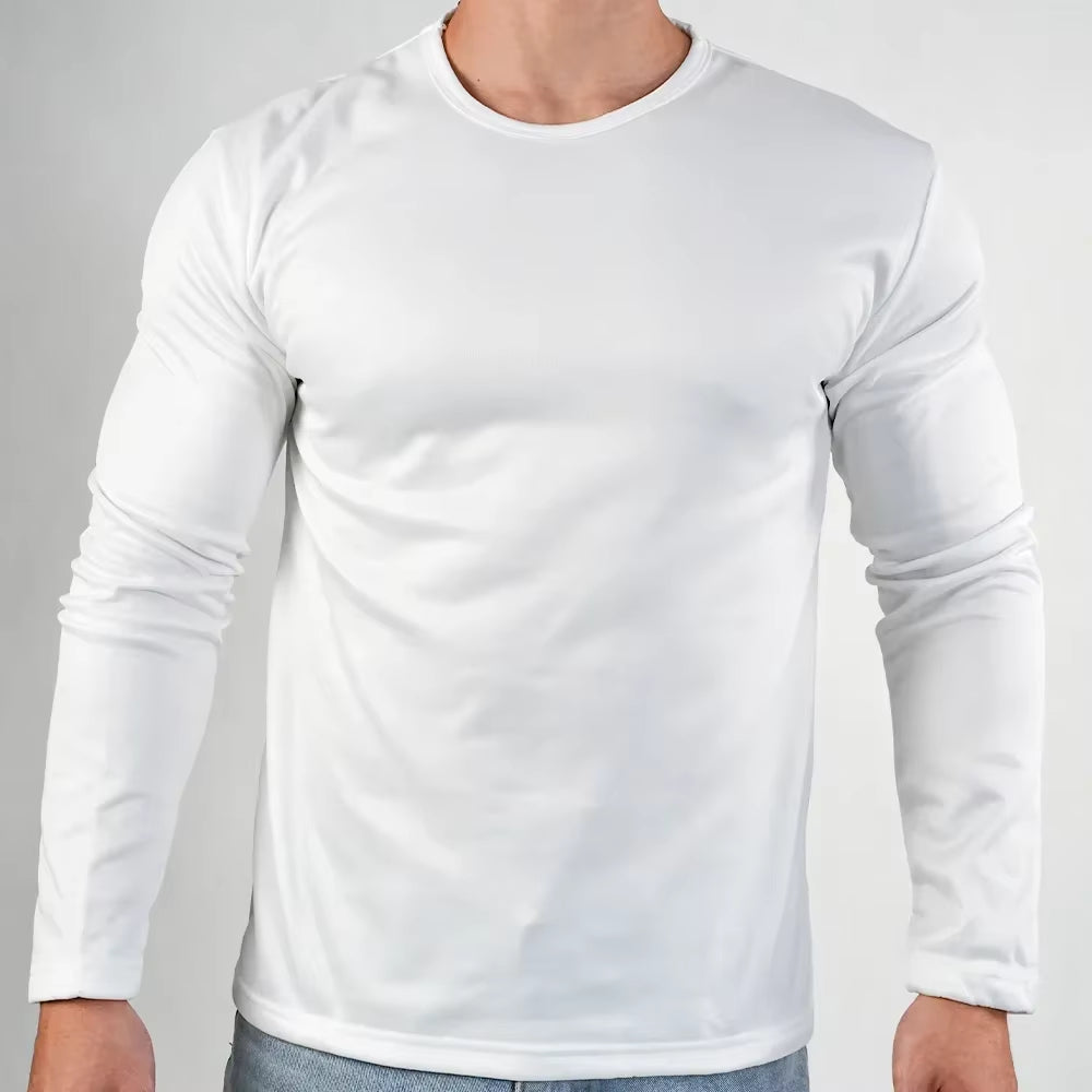 Men'S Winter Thermal Underwear Extreme Cold Weather Long-Sleeved Base Layer Top Fleece Lined New Winter O-Neck Bottoming Shirts