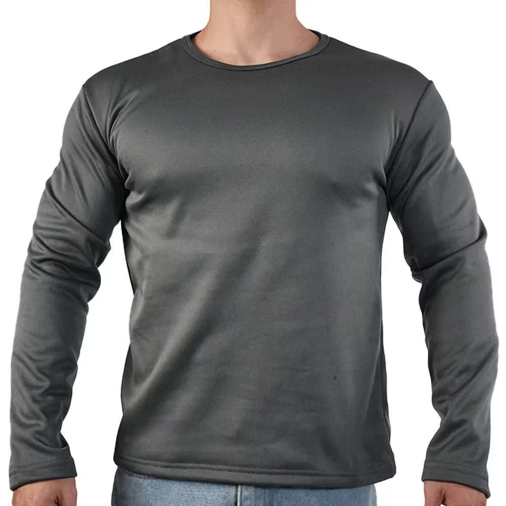 Men'S Winter Thermal Underwear Extreme Cold Weather Long-Sleeved Base Layer Top Fleece Lined New Winter O-Neck Bottoming Shirts