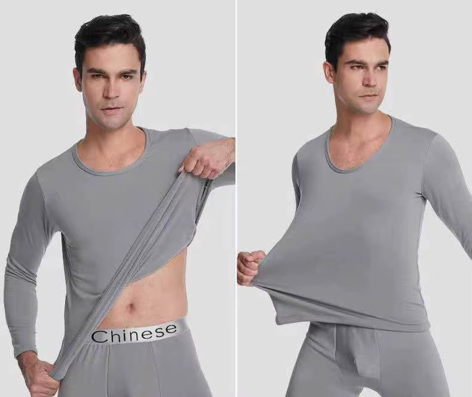 Men Undershirts Men'S Winter Thermal Underwear Thin Fleece Elastic Compression Fitness for Winter Sports First Layer Wear ﻿
