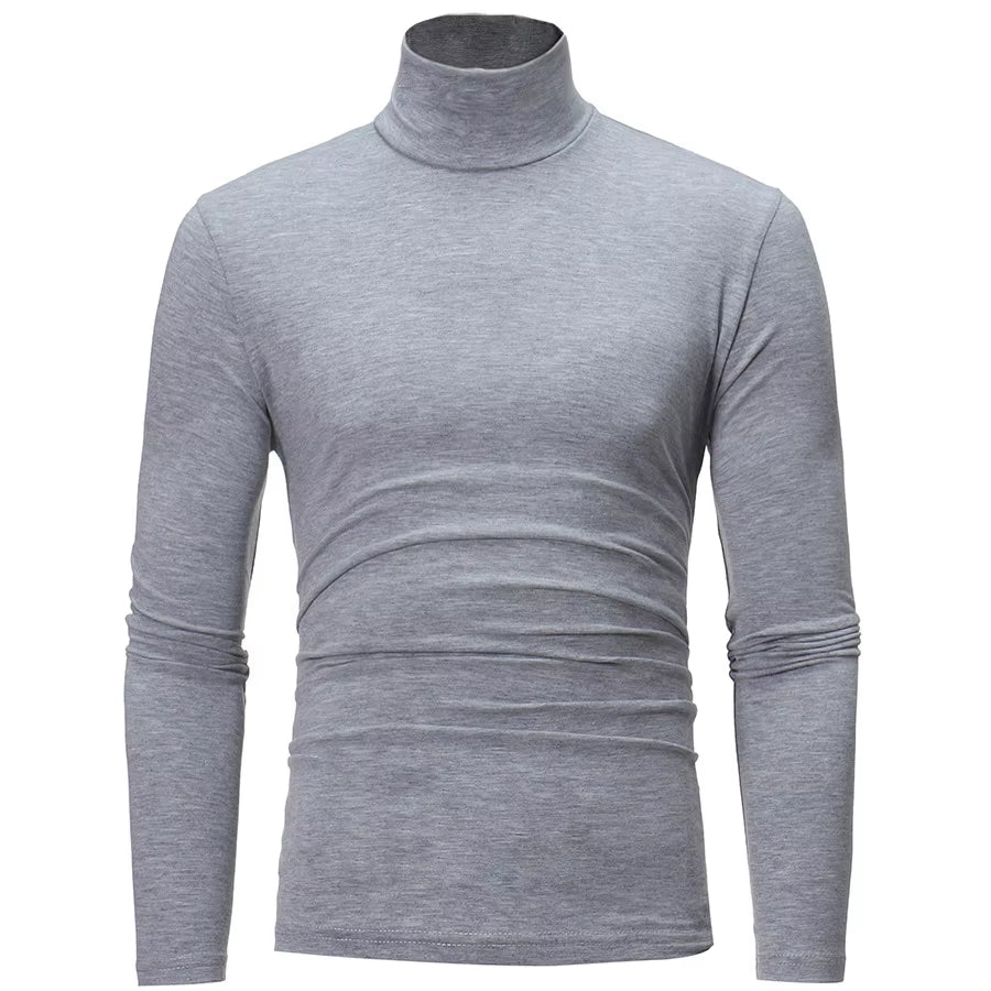 2Pcs Men Thin Warm Tops Men'S Autumn Long-Sleeved Thermal Underwer Male High Collar Fashion T-Shirt