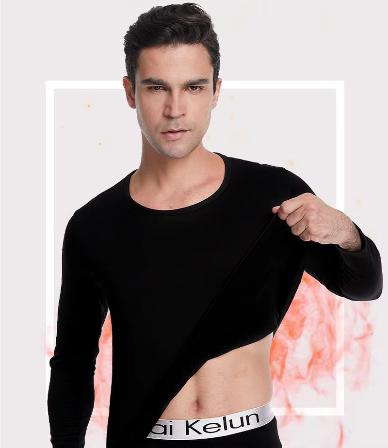 Men Undershirts Men'S Winter Thermal Underwear Thin Fleece Elastic Compression Fitness for Winter Sports First Layer Wear ﻿