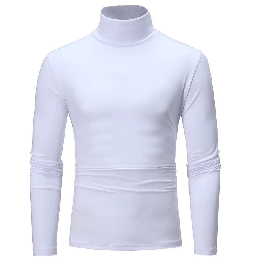2Pcs Men Thin Warm Tops Men'S Autumn Long-Sleeved Thermal Underwer Male High Collar Fashion T-Shirt