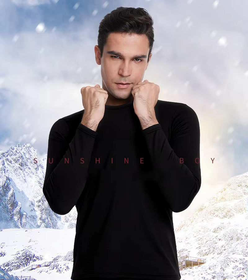 Men Undershirts Men'S Winter Thermal Underwear Thin Fleece Elastic Compression Fitness for Winter Sports First Layer Wear ﻿