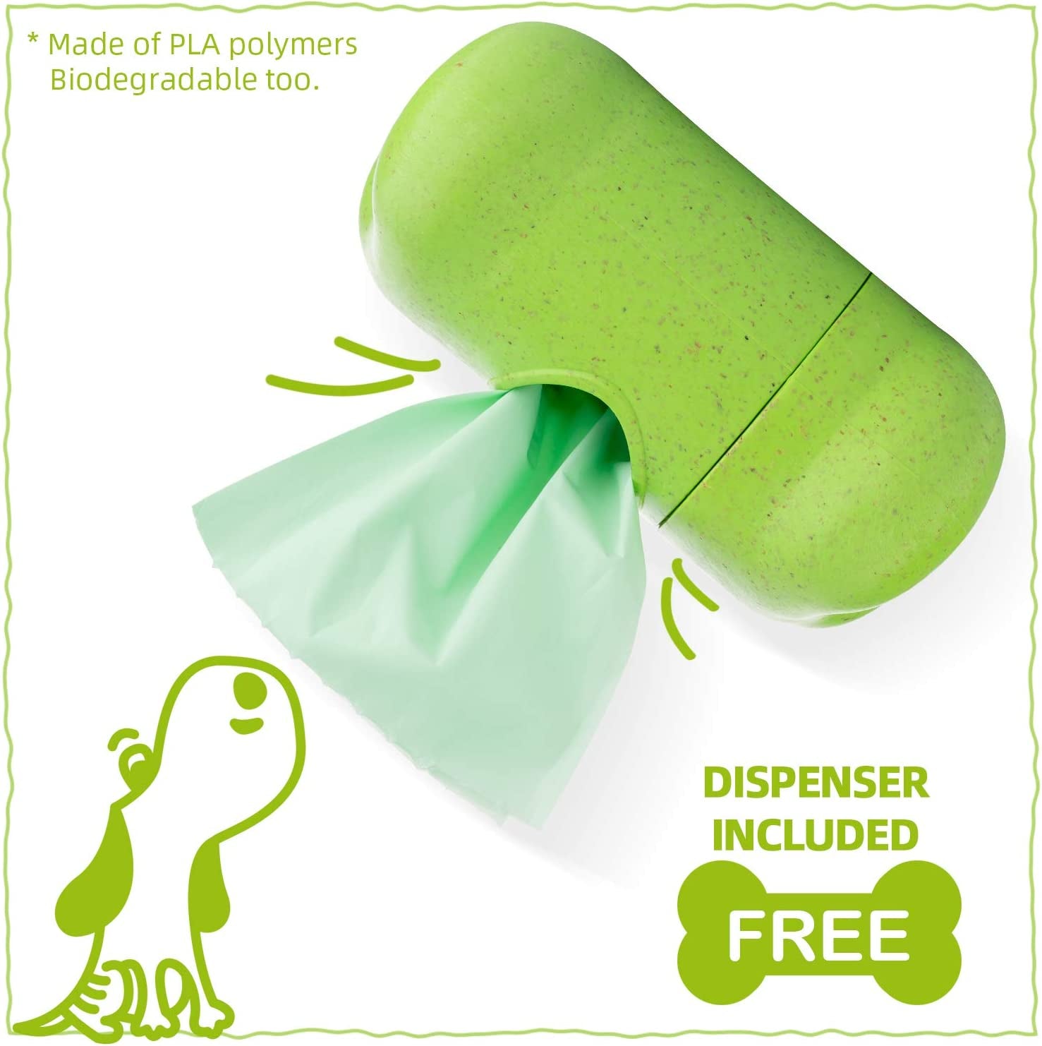 Biodegradable Dog Waste Bags, 300 Count, PLA+PBAT Material, Certified Compostable, Easy Detach, Thickness, 180 Day Decomposition, 15 Bags per Roll, 9 X 13 Inch Size