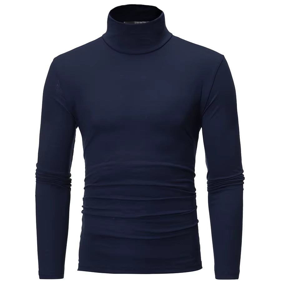 2Pcs Men Thin Warm Tops Men'S Autumn Long-Sleeved Thermal Underwer Male High Collar Fashion T-Shirt